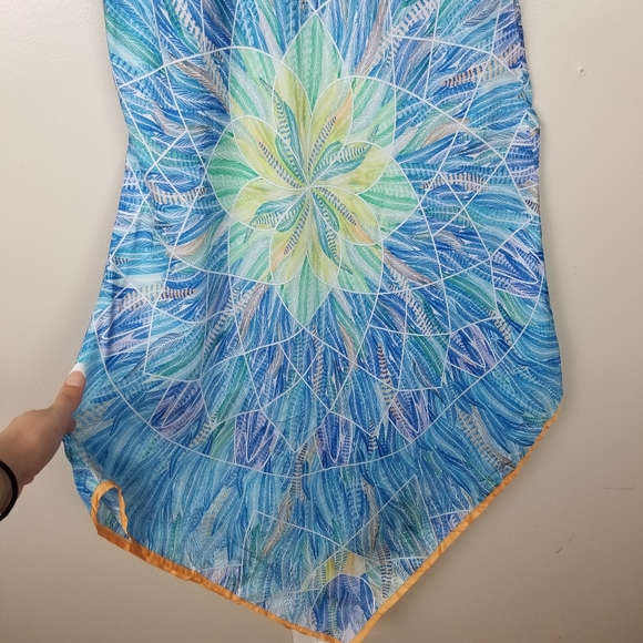 PINEDA COVALIN 100% Silk Spaghetti Strap Dress Flowy Lightweight Graphic Pattern - Picture 10 of 13